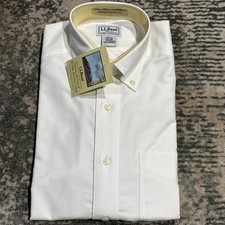 NWT L.L. Bean Men's Wrinkle-Free Oxford Shirt Dress White 14.5 x 32 Traditional picture