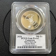 2026 Cameroon Charlie Sheen .999 Silver Stars PCGS Gem Proof Signed Autograph picture