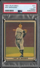 1941 Play Ball #71 Joe DiMaggio PSA 1.5 mk Nice Eye Appeal New Label picture