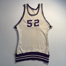 Vintage 1940s Basketball Jersey #52 Knit Ribbed Waistband Sand Knit Style picture