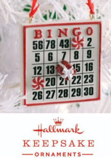 HTF - 2012 Hallmark Christmas Holiday Glitter Bingo Card Ornament picture