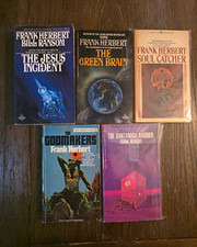 Frank Herbert 5 Book Vintage Sci-Fi PB Lot Godmakers Santaroga Soul Catcher picture