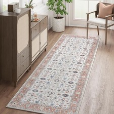 2x7 Vintage Floral Runner Rug Washable Non-Slip Hallway living Room Orange picture