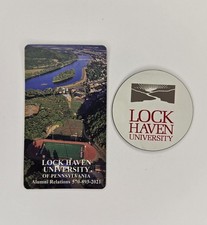 Lot Of 2 Vintage LHU Lock Haven University Flat Refrigerator Magnets picture