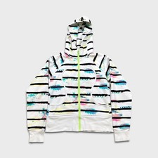 Lululemon Scuba Hoodie Womens Size 8  White Watercolor Full Zip Hooded Sweashirt picture