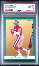 1991 Fleer Joe Montana PSA 10 San Francisco 49ers  NFL HOF Card #360 (Pop 23) picture