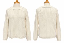 Quince 100% Organic Cotton Fisherman Crew Sweater Ivory Large LNWOT picture