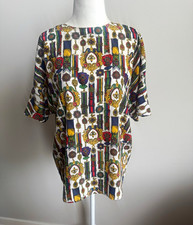 VTG 90’s Jos. A. Bank Women's M Medal Print Multicolor SS Round Neck Blouse picture