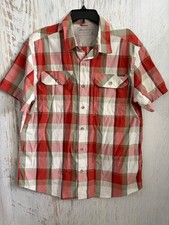 Men's Eddie Bauer Casual Button Down Shirt XL Red White Plaid picture
