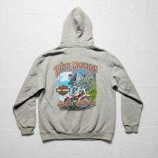 Harley-Davidson Men's White Mountain NH Dealer Fleece Pullover Hoodie - Gray NWT picture