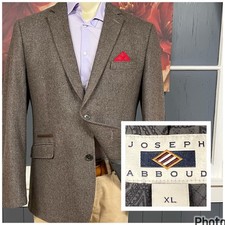 Joseph Abboud Tweed Blazer Sport Coat Mens XL (44R) Wool Blend Herringbone Brown picture