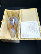 Vintage 2002 Li Bien Painted inside Glass Angel Xmas Ornament in Original Box picture