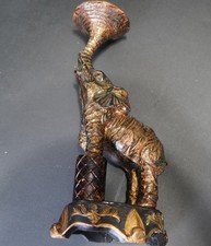 Vintage Ornate Bombay Elephant Candlestick Holder Trunk Up picture