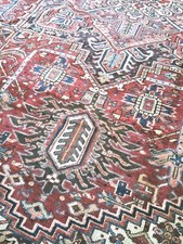 9 x 12 ANTIQUE VEG DYE FINE HERIZ SERAPI VINTAGE USHAK TURKISH CAUCASIAN  picture
