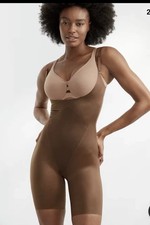 NEW SPANX Thinstincts 2.0 Open Bust Mid Thigh Shapewear Bodysuit Brown Size 3X picture