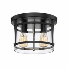 OVE Decors Joakim 2 Light Flush Mount, Black picture