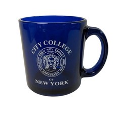 Vintage City College of New York CCNY Cobalt Blue Glass Mug Made in USA College picture