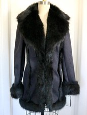 Vintage NWT Black Coat Penny Lane Boho Faux Fur Y2K Hippy SMALL INC Jacket picture