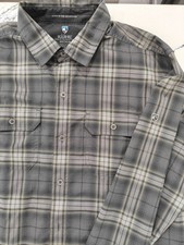 Kuhl Shirt Men Medium Grey Plaid Response Quick Dry Button Down Shirt picture