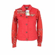 DESIGUAL Chaq Kyle Women Jacket 34 Sequins Colorful Red Embroidered Knit picture