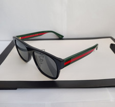 Authentic Gucci GG0340S BLACK FRONT BLACK/GREEN/RED STRIPE Gray LENS Sunglasses picture