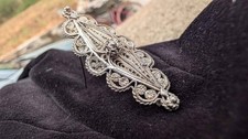 Vintage Sterling Silver Filigree Floral Brooch Pin – Intricate Wirework – 3.52g picture