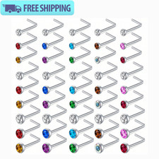 45pcs Stainless Steel Women Nose Rings 20g L-shaped Nose Studs Piercing Jewelry picture