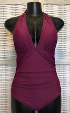 NWT Cupshe Women's One Piece Swimsuit Size Small Maroon Halter picture