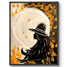 Mary Myers Original Fall Woman Silhouette Painting 16x20 Acrylic Canvas Art picture