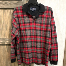 Polo Sport Men's XL Plaid Long Sleeve Polo Shirt Red/Black/Gray picture