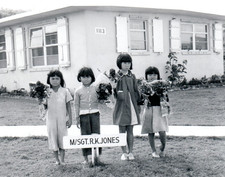 Okinawa 1953 Young Okinawan Girls Selling Flowers In Militry Housing picture