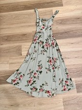 Reformation Lela Midi Dress Size 0 Green Pink Floral Rose Print Viscose picture