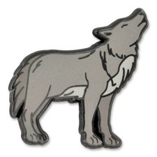 PinMart's Gray Howling Wolf Wild Animal Enamel Lapel Pin picture