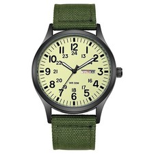 Durable Field Watch Easy Read Dial 24H Display Nylon Strap Quartz Movement picture