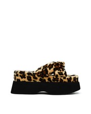 American Deadstock Y2K Josie Faux Fur Platform Slides - Leopard picture