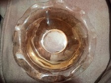 Vintage Jeannette Glass Carnival Iridescent Marigold Ruffled Edge Serving Bowl picture