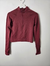 Lululemon Size 2 Rest Less Cropped Half-Zip Herringbone Wine Base Layer Pullover picture