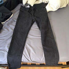 Levi's Men's Black Denim Tapered Jeans 5-Pocket Zip/Button Logo picture