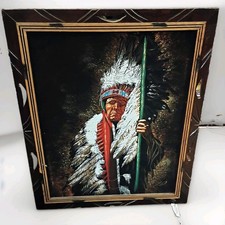 Vintage Howard Terpning Strength of Eagles Canvas Painting Mexican Wood Frame picture