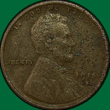 1915-S Lincoln Wheat Cent Almost Uncirculated AU Coin, Corroded #49532 picture