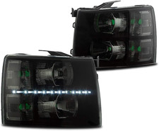 LED Headlights for 07-13 Chevy Silverado 1500/2500/3500 Smoky Clear Black Housin picture