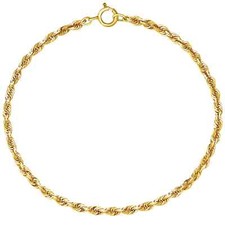 Solid 1/20 14K Yellow Gold Real Rope Bracelet 7 1/2 Inches Mens Womens picture