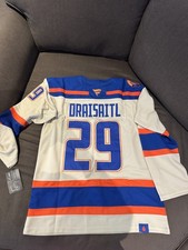 Leon Draisaitl Edmonton Oilers Tan and Blue Jersey Mens Size Large (52) picture