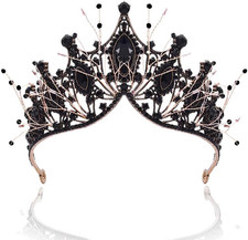 Black Crown Rhinestone Baroque Queen Crowns Tiaras for Women | Gothic Taira Prom picture