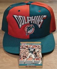 Vintage 90s Miami Dolphins Snapback Hat Retro Aqua Orange NOS + Griese Card picture