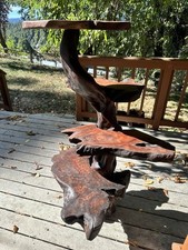 Hand-Carved Live Edge Wood Sculptural End & Side Table Plant Stand 30/30/62 picture
