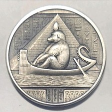 2 oz Silver Antique Thoth Round (Egyptian Gods Series #8, New, High Relief) picture