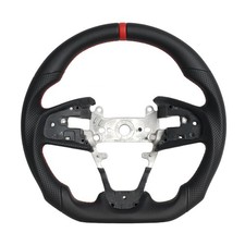 For 2016-2021 Honda 10th Civic Full Leather Sport Steering Wheel Red Stitching picture