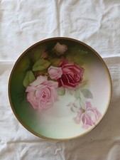 Thomas Sevres Bavaria Antique Plate Pink Roses Gold Trim Hand Painted SIGNED picture