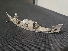 Antique Miniature 800 Silver Continental Gondola Boat, Simon Reusswig, Kissingen picture